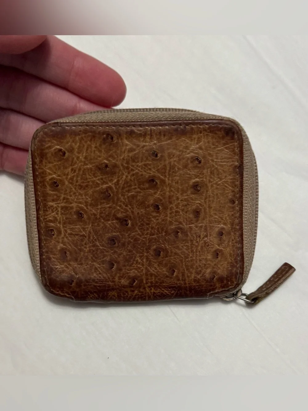 Gucci AUTHENTIC Vintage Brown Ostrich Leather Coin Purse Pouch Wallet - Picture 6 of 16